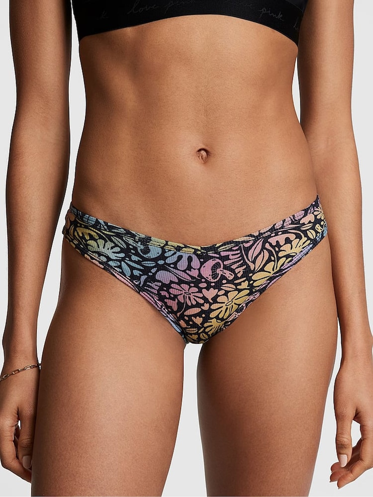 Victoria's Secret PINK Pure Black Groovey Cotton Bikini Knickers - Image 1 of 4 Victoria's Secret PINK Pure Black Groovey Cotton Bikini Knickers - Image 1 of 4