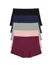 Victoria's Secret PINK Black/Blue/Grey/Pink Cotton 5 Pack Knickers - Image 1 of 4