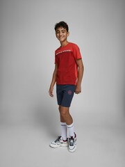 JACK & JONES JUNIOR Navy Printed Logo Sweat Short - Image 2 of 5
