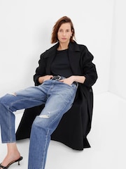 Gap Mid Wash Blue High Waisted Ripped Mom Jeans - Image 1 of 1