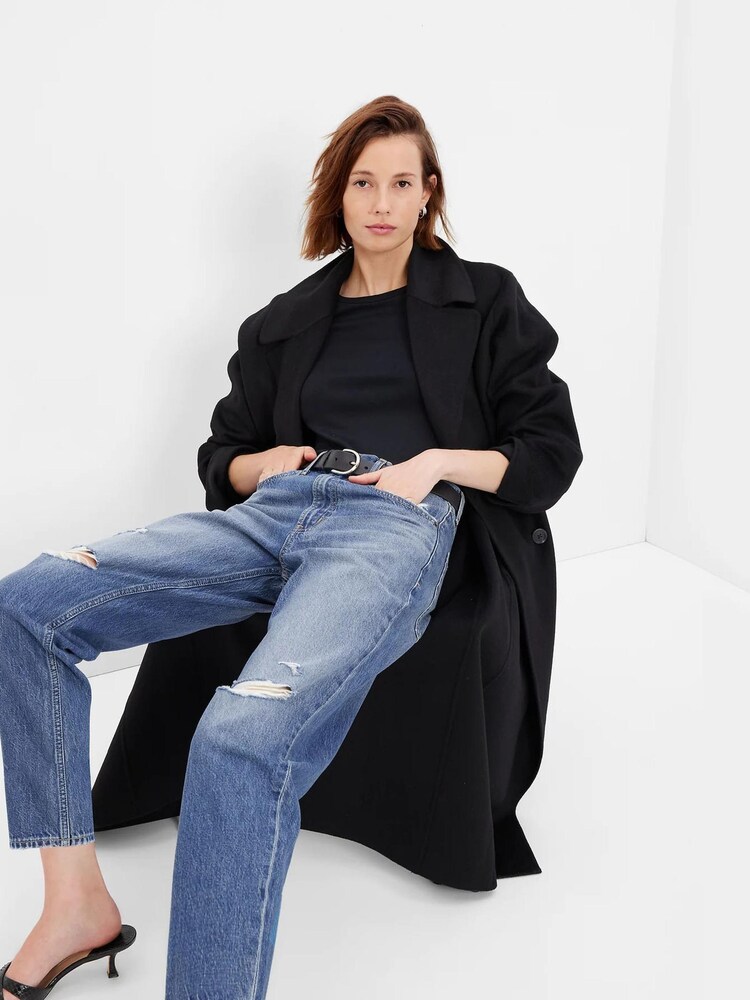 Gap Mid Wash Blue High Waisted Ripped Mom Jeans - Image 1 of 1