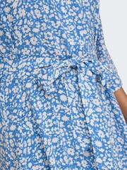 JDY Blue Ditsy Floral Printed Midi Shirt Dress - Image 4 of 5