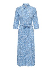 JDY Blue Ditsy Floral Printed Midi Shirt Dress - Image 5 of 5