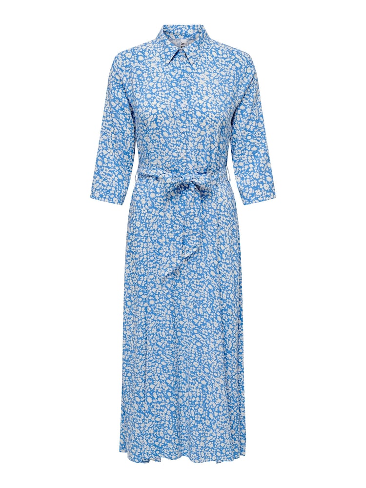 JDY Blue Ditsy Floral Printed Midi Shirt Dress - Image 5 of 5