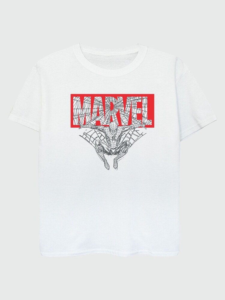 Brands In White Spider-Man Marvel Logo Red Boys White T-Shirt - Image 1 of 1
