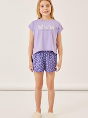 Name It Purple Butterfly Short Sleeve Printed PJ Set - Image 1 of 5
