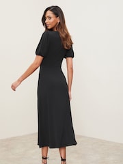 Lipsy Black Jersey Puff Short Sleeve Underbust Midi Dress - Image 2 of 4