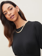 Lipsy Black Jersey Puff Short Sleeve Underbust Midi Dress - Image 3 of 4