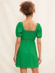 Friends Like These Green Broderie Sweetheart Puff Sleeve Mini Dress - Image 2 of 4