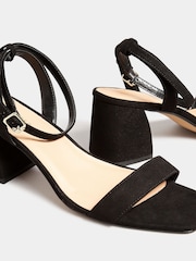 Yours Curve Black Wide FIt Extra-Wide Fit Mid Block Heel Two Strap Sandal - Image 5 of 5