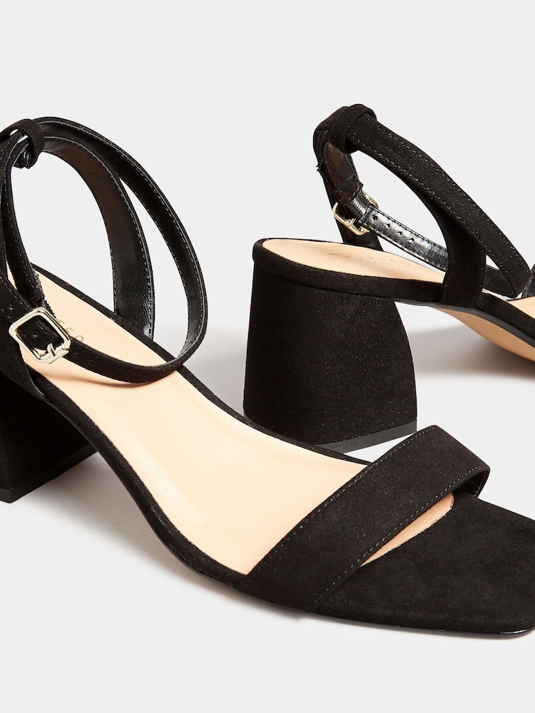 Yours Curve Black Wide FIt Extra-Wide Fit Mid Block Heel Two Strap Sandal - Image 5 of 5