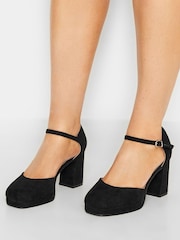 Yours Curve Black Extra-Wide Fit Platform Court Shoe - Image 1 of 5