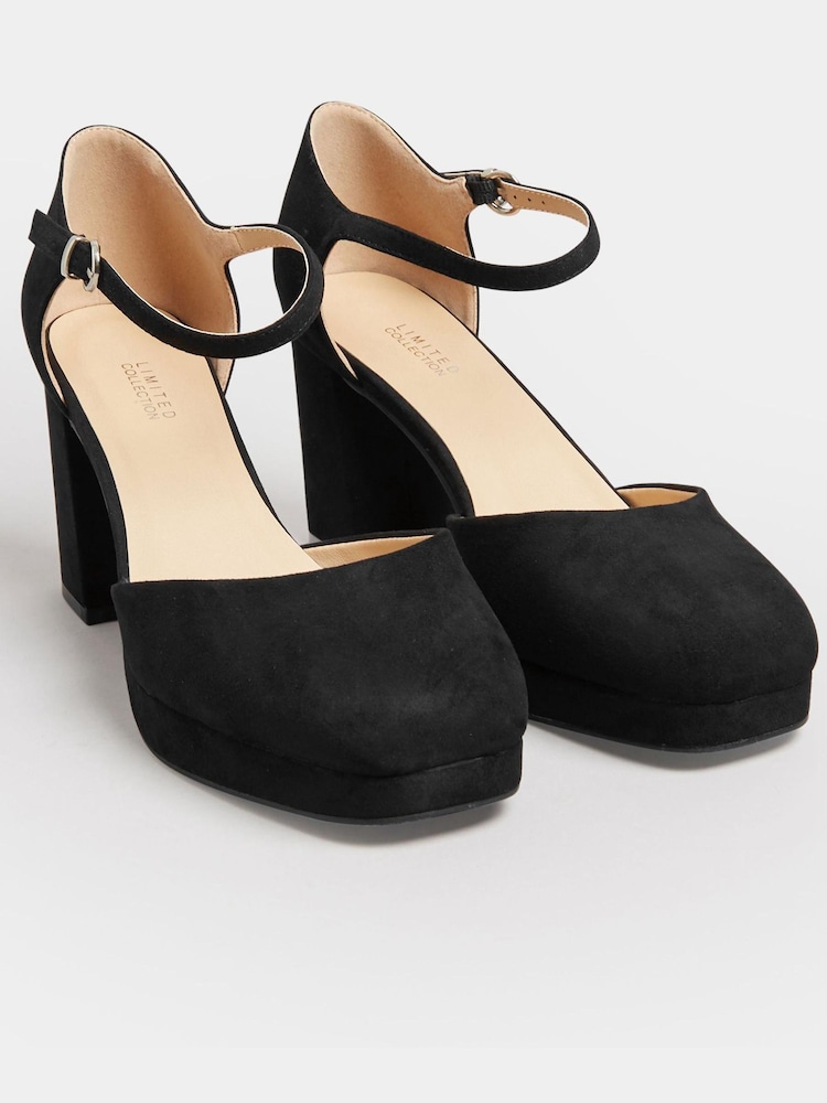 Yours Curve Black Extra-Wide Fit Platform Court Shoe - Image 2 of 5