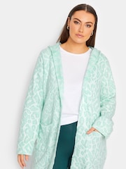 Yours Curve Green Luxury Hooded Faux Fur Jacket - Image 1 of 5