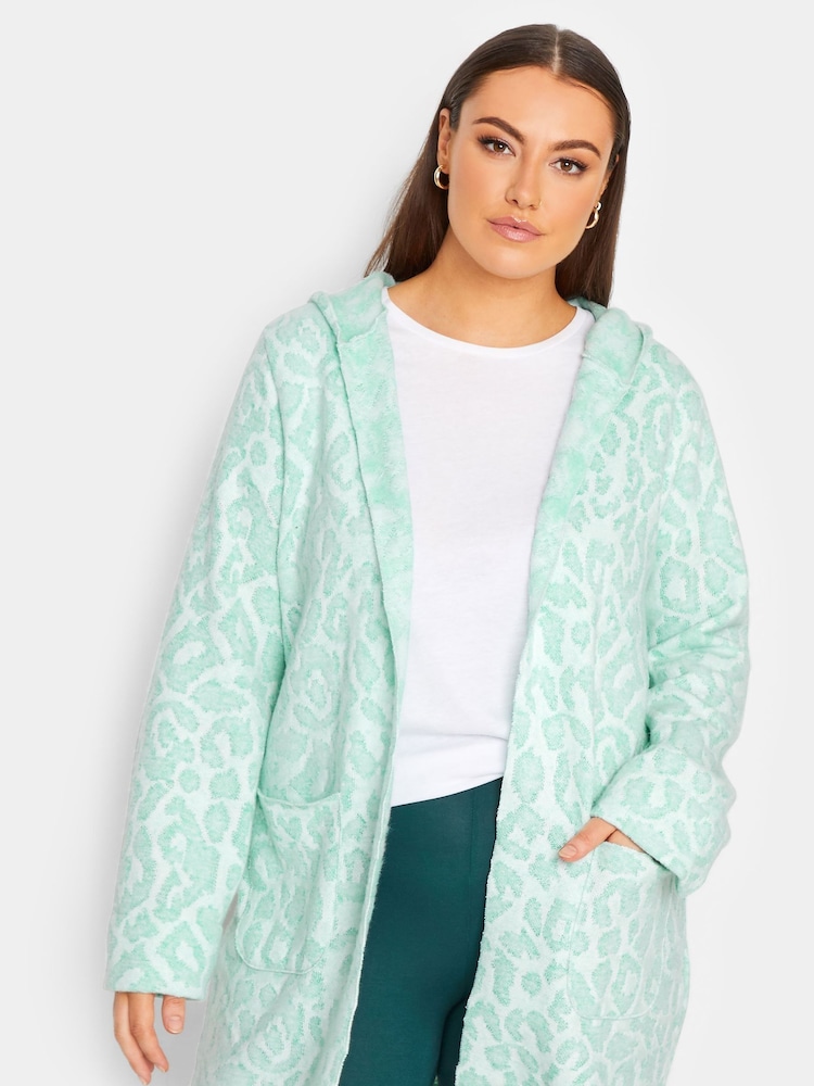 Yours Curve Green Luxury Hooded Faux Fur Jacket - Image 1 of 5