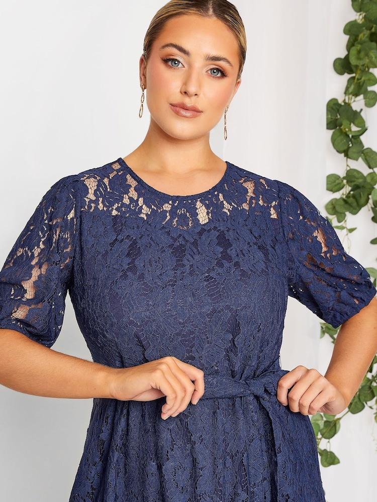 Yours Curve Blue London Lace Dress - Image 4 of 4