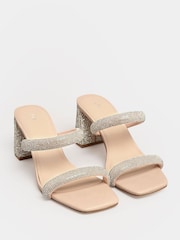 Long Tall Sally Neutral Diamante Mule - Image 2 of 5