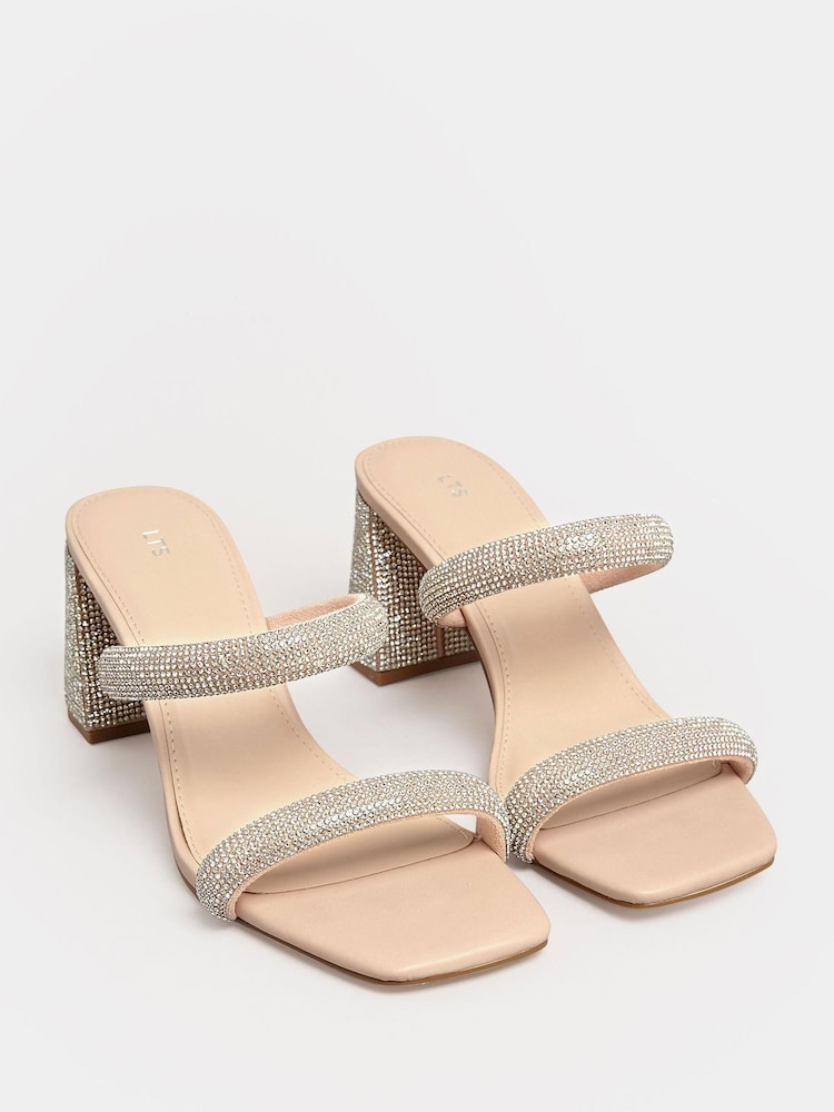 Long Tall Sally Neutral Diamante Mule - Image 2 of 5