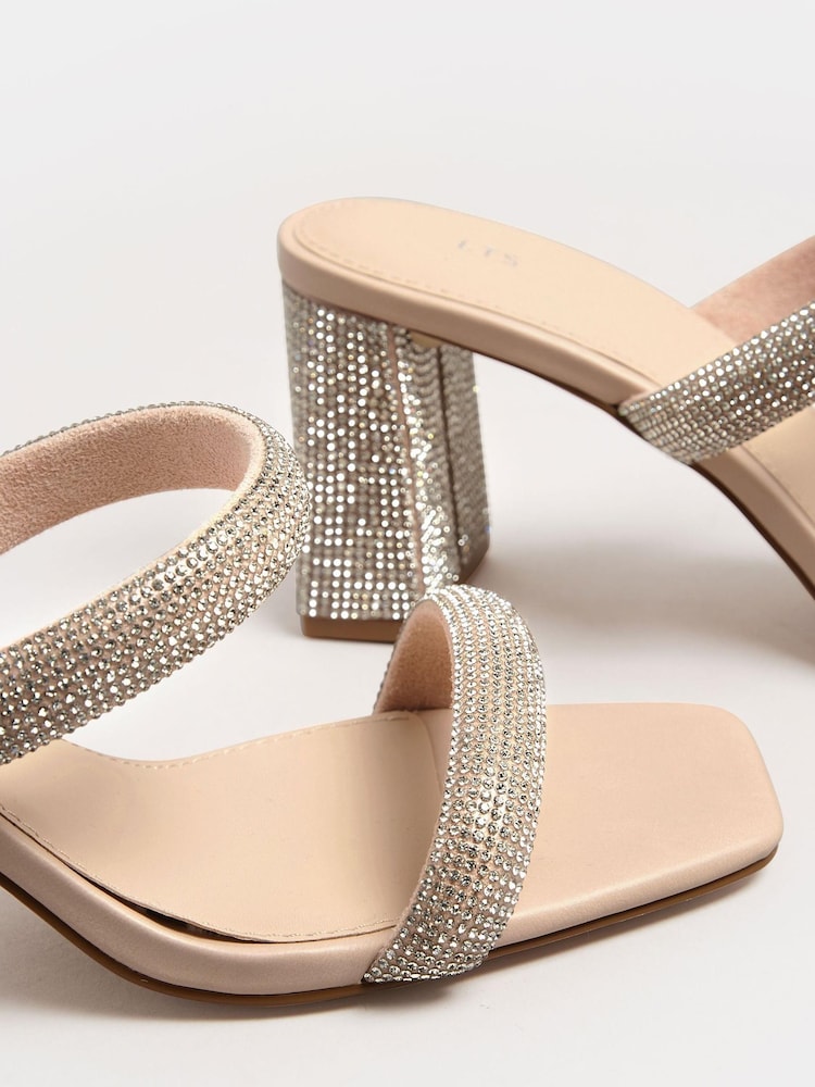 Long Tall Sally Neutral Diamante Mule - Image 5 of 5