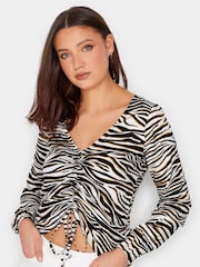Long Tall Sally Black Ruched Long Sleeve Top - Image 2 of 5