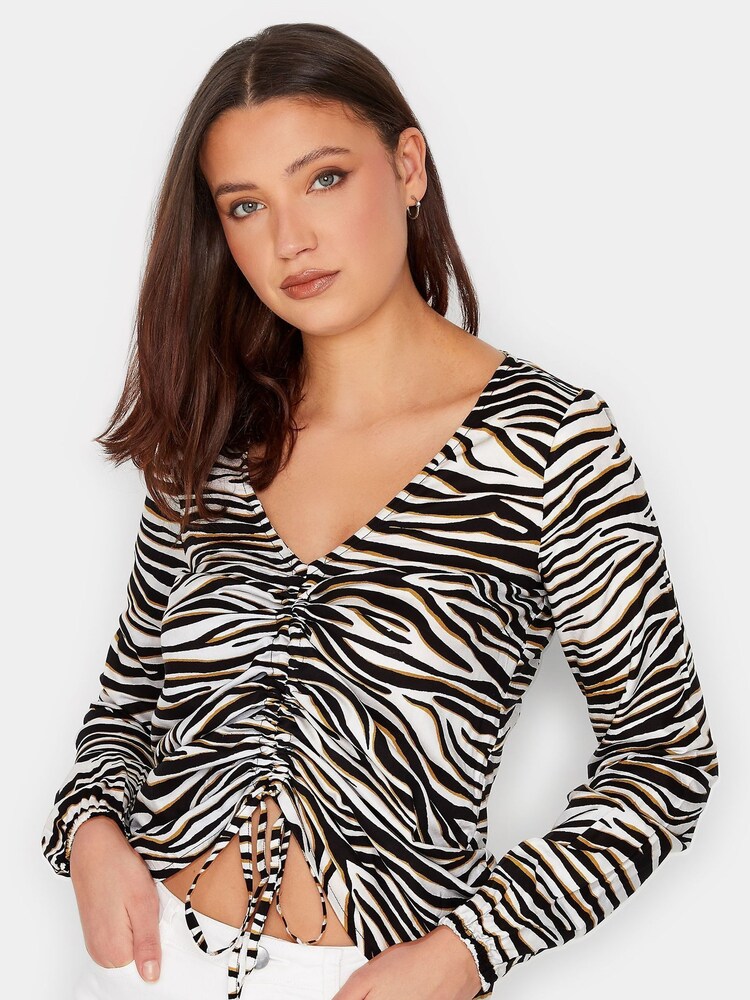 Long Tall Sally Black Ruched Long Sleeve Top - Image 2 of 5