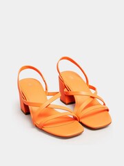 Long Tall Sally Orange Strippy Block Heel Sandal - Image 3 of 5