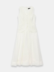 Mint Velvet White Linen Blend Waistcoat Midi Dress - Image 7 of 8