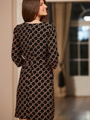 Sosandar Black Belted Shift Dress - Image 4 of 5