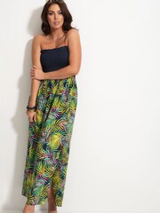 Pour Moi Navy Blue Fern Petite Removable Straps Shirred Split Maxi Dress - Image 3 of 5
