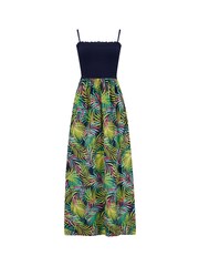 Pour Moi Navy Blue Fern Petite Removable Straps Shirred Split Maxi Dress - Image 4 of 5