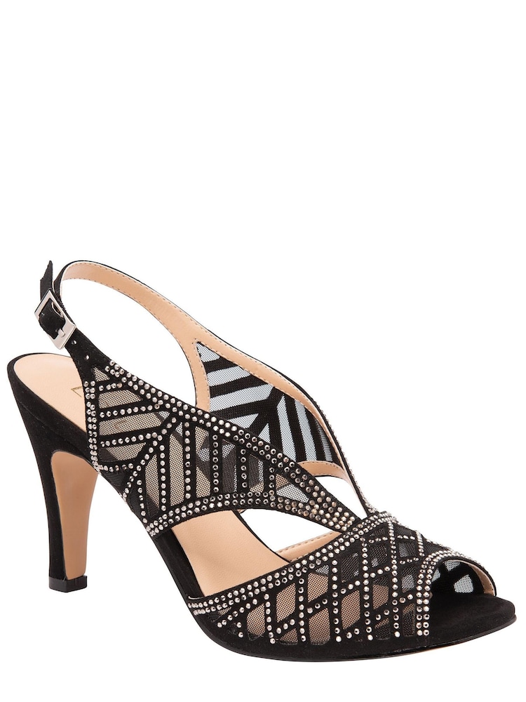 Lotus Footwear Black Peep-Toe Slingback Sandals - Image 1 of 4 Lotus Footwear Black Peep-Toe Slingback Sandals - Image 1 of 4