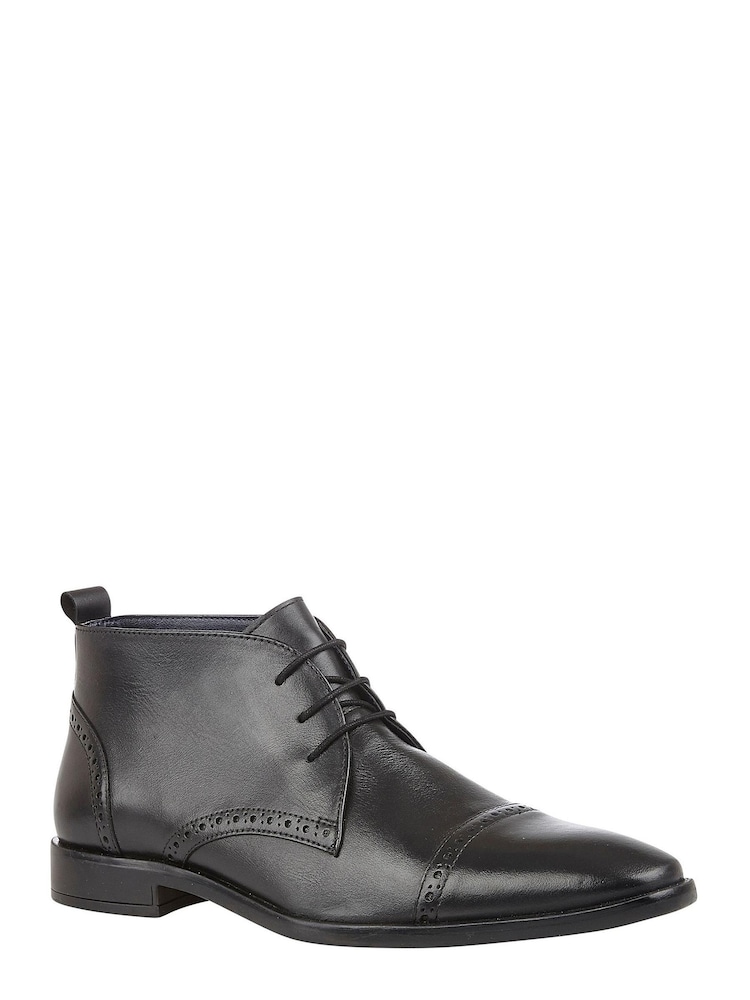 Lotus Footwear Black Leather Lace-Up Boots - Image 1 of 4
