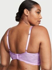 Victoria's Secret Silky Lilac Purple Fishnet Lace Plunge Push Up Bra - Image 2 of 4
