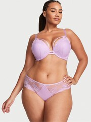 Victoria's Secret Silky Lilac Purple Fishnet Lace Plunge Push Up Bra - Image 3 of 4
