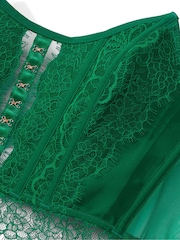 Victoria's Secret Spruce Green Lace Corset Strapless Corset Top - Image 4 of 5