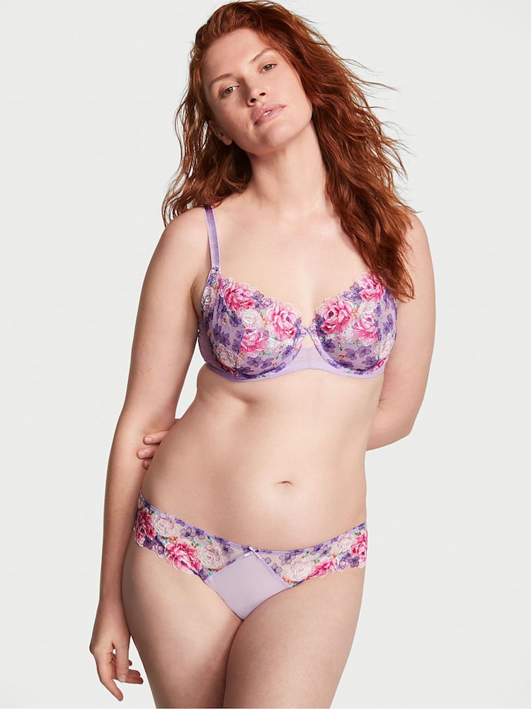 Victoria's Secret Jasmine Purple Embroidered Cheeky Knickers - Image 1 of 3