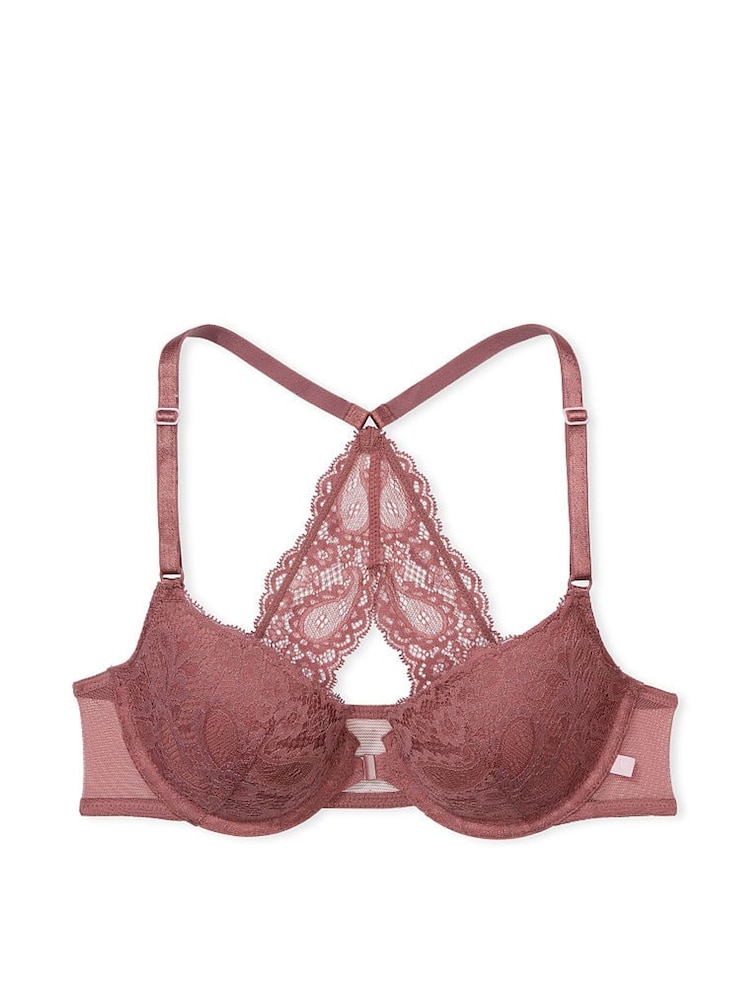 Victoria's Secret Vintage Rose Pink Paisley Lace Lightly Lined T-Shirt Demi Bra - Image 3 of 3