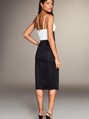 Lipsy Black/White Lace Sequin Applique Bodycon Dress - Image 2 of 4