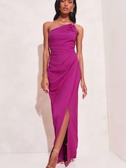 Lipsy Purple Cut Out One Shoulder Split Maxi Dress - Image 1 of 4