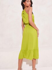 Lipsy Green Jersey Halter Keyhole Belted Midi Dress - Image 2 of 4