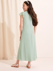 Lipsy Sage Green Flutter Sleeve Occasion Maxi Dress - Teen - Image 3 of 4
