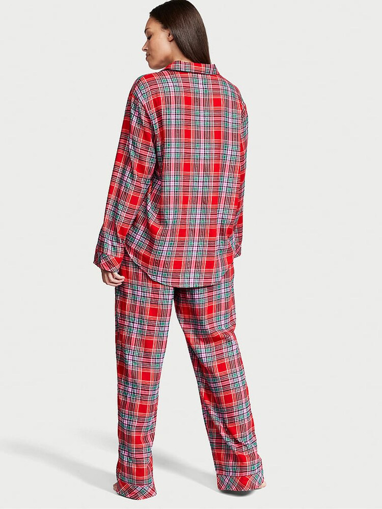 Victoria's Secret Lipstick Red Tartan Flannel Long Pyjamas - Image 2 of 3