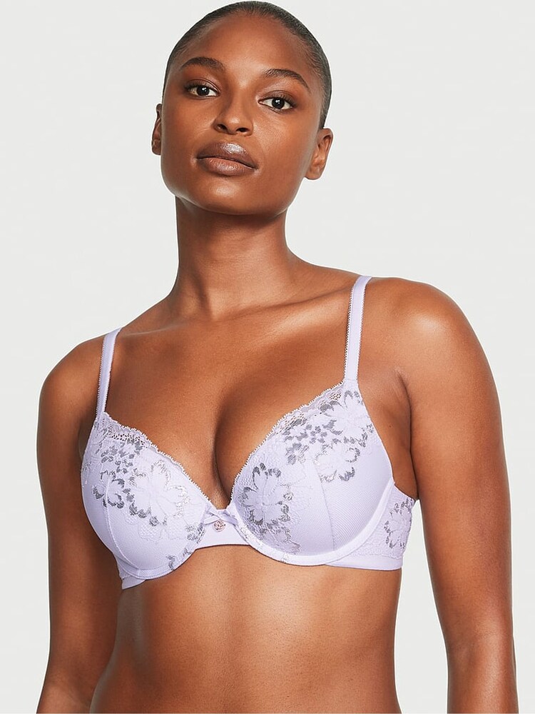 Victoria's Secret Lucky Lilac Purple Lace Full Cup Push Up Bra - Image 1 of 4