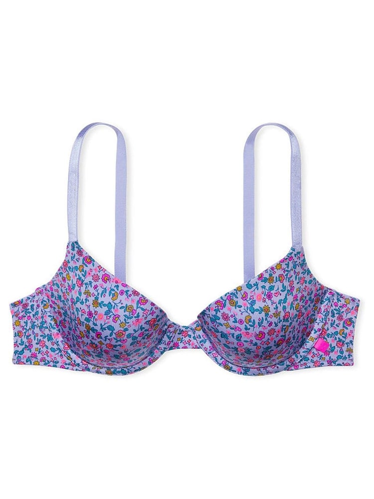 Victoria's Secret Blue Ditzy Print Smooth Lightly Lined T-Shirt Demi Bra - Image 3 of 3