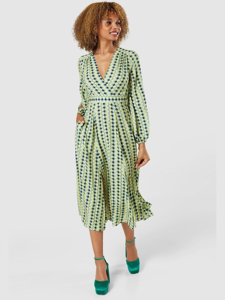 Closet Green Full Skirt Wrap Dress - Image 1 of 5