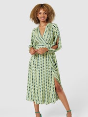 Closet Green Full Skirt Wrap Dress - Image 2 of 5