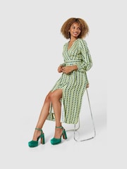 Closet Green Full Skirt Wrap Dress - Image 3 of 5