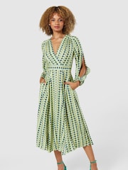Closet Green Full Skirt Wrap Dress - Image 4 of 5