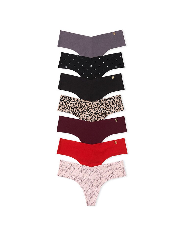Victoria's Secret Black/Grey/Red/Leopard Thong 7 Pack Knickers - Image 1 of 1