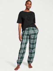 Victoria's Secret Green Pop Tartan Long Cuffed Pyjamas - Image 1 of 3